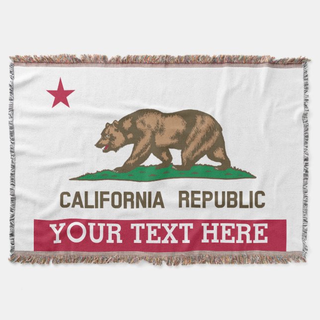 Personalised Flag of California Republic Throw Blanket (Front)