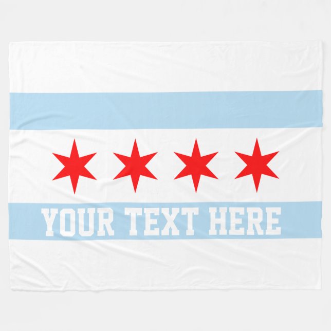 Personalised Flag of Chicago Fleece Blanket (Front (Horizontal))