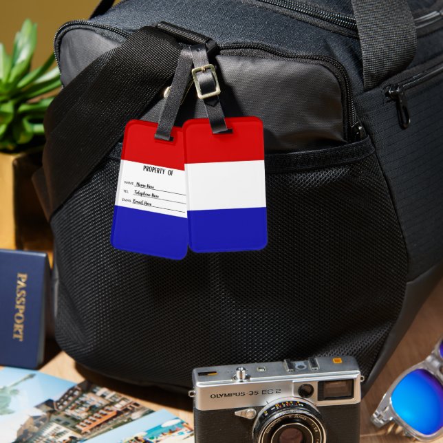 Personalised Flag Of France Luggage Tag (Front & Back)