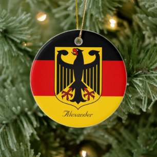 Personalised Flag of Germany with Coat of Arms Ceramic Tree Decoration
