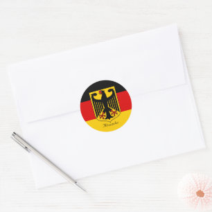 Personalised Flag of Germany with Coat of Arms Classic Round Sticker