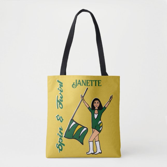 Personalised Flag Tote ( Green Gold White) B (Front)