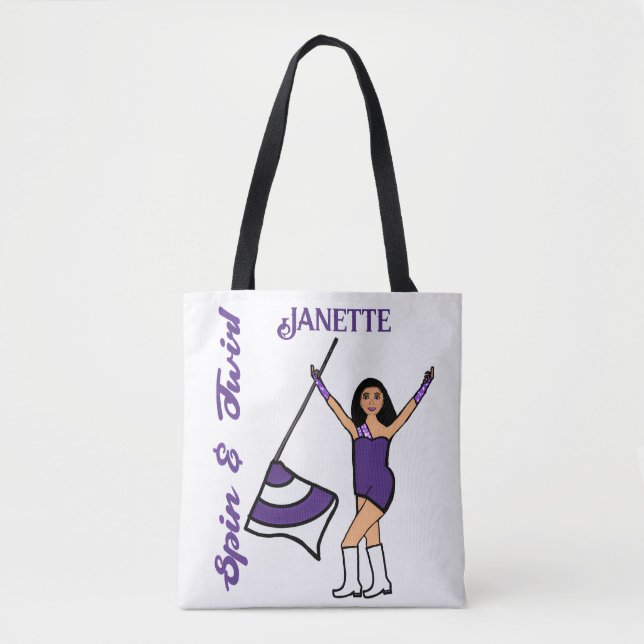 Personalised Flag Tote ( Purple White) B Bag (Front)