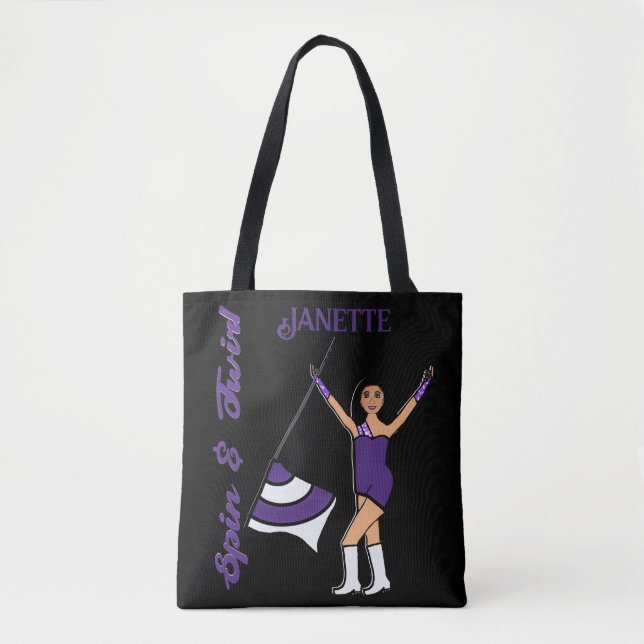Personalised Flag Tote ( Purple White) Bag (Front)
