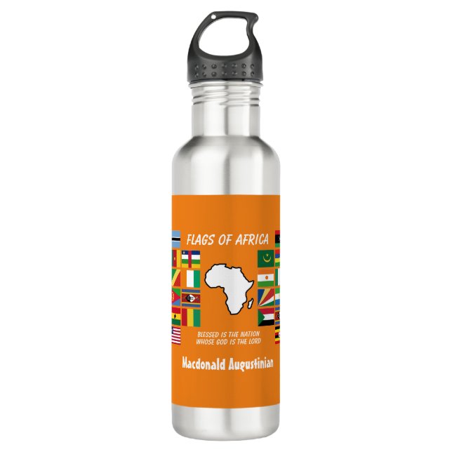 Personalised FLAGS OF AFRICA Orange 710 Ml Water Bottle (Front)