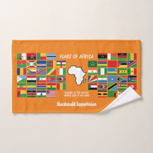Personalised FLAGS OF AFRICA Orange Hand Towel