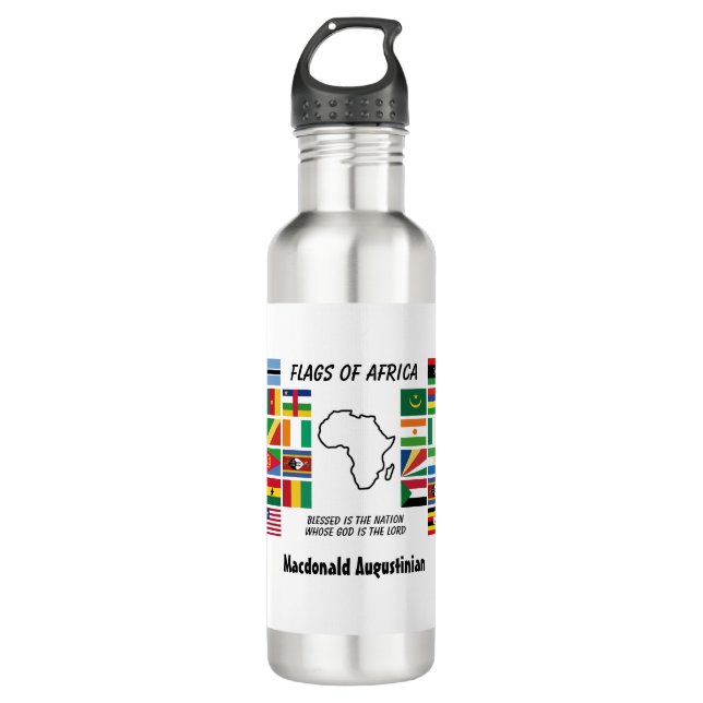 Personalised FLAGS OF AFRICA White 710 Ml Water Bottle (Front)