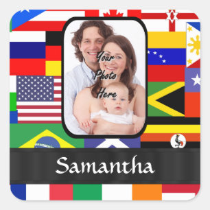 Personalised flags of the world square sticker