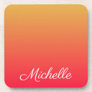 Personalised flame red and yellow ombre coaster