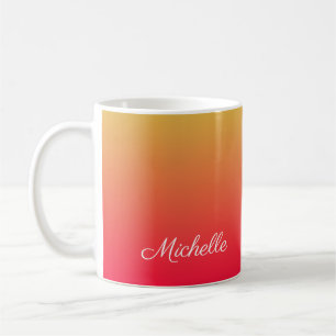 Personalised flame red and yellow ombre coffee mug