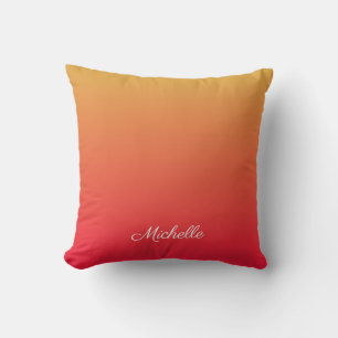 Personalised flame red and yellow ombre cushion