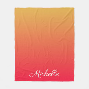 Personalised flame red and yellow ombre fleece blanket