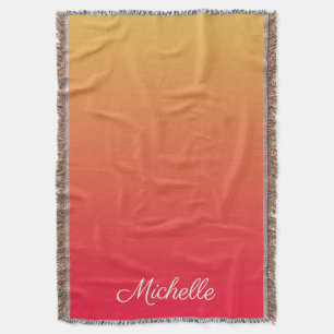 Personalised flame red and yellow ombre throw blanket