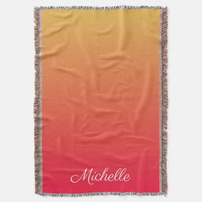 Personalised flame red and yellow ombre throw blanket (Front Vertical)