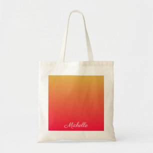Personalised flame red and yellow ombre tote bag