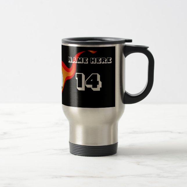 Personalised Flame Soccer Tumbler Travel Mug (Right)