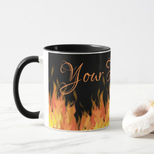 Personalised Flames Black & Orange Mug
