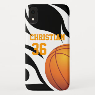 Personalised Flaming Basketball B/W iPhone XR Case