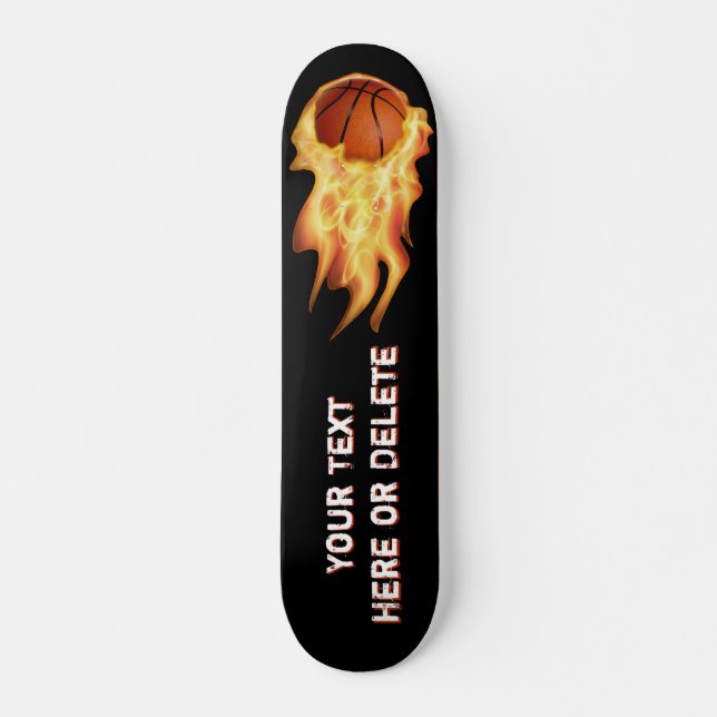 Personalised Flaming Basketball Skateboard Deck (Front)