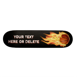 Personalised Flaming Basketball Skateboard Deck