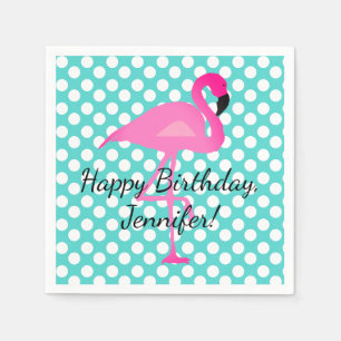 Personalised Flamingo and Polka Dot Paper Napkin