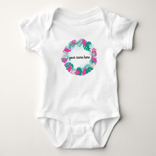 Personalised Flamingo Baby Bodysuit (Front)
