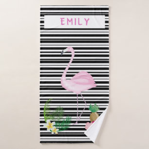 Personalised Flamingo Beach Towel