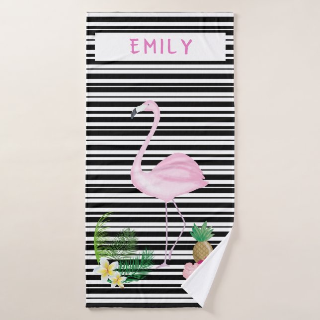 Personalised Flamingo Beach Towel (Bath Towel)