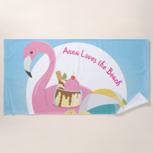 Personalised Flamingo Beach Towel