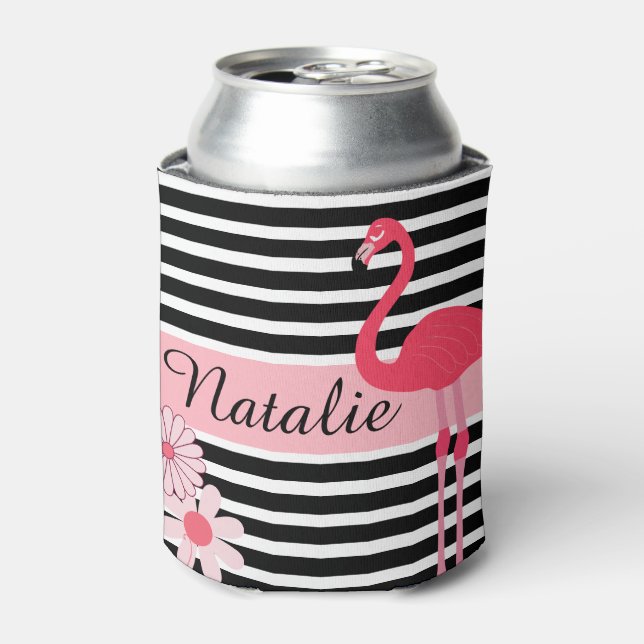 Personalised Flamingo Can Cooler (Can Front)