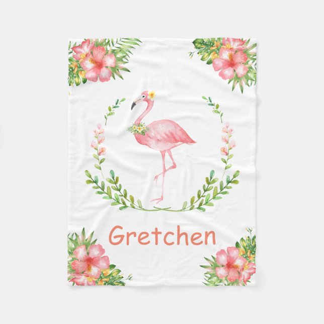 Personalised Flamingo Children's Fleece Blanket (Front)