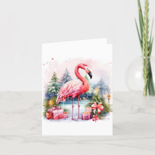 Personalised Flamingo Christmas Greeting Card