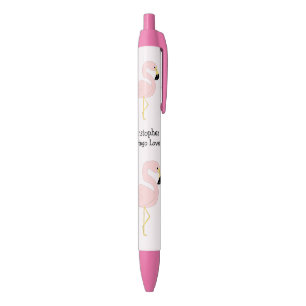 Personalised Flamingo Design Black Ink Pen