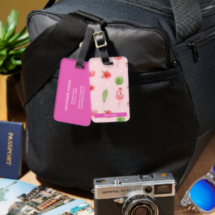 Personalised Flamingo Flair & Monstera Luggage Tag