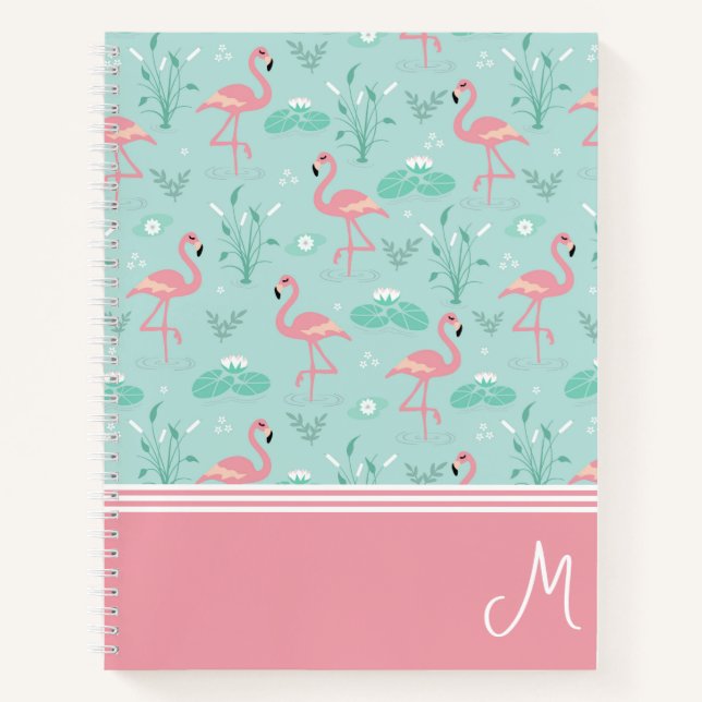 Personalised Flamingo Gift Monogram Notebook (Front)