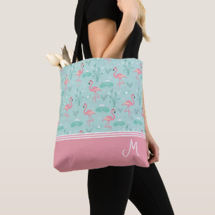 Personalised Flamingo Gift Monogram Tote Bag
