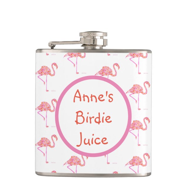 Personalised Flamingo Golf Flask (Front)