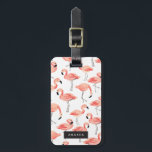 Personalised | Flamingo Party Luggage Tag<br><div class="desc">Hand painted pink flamingo pattern design by Shelby Allison.</div>