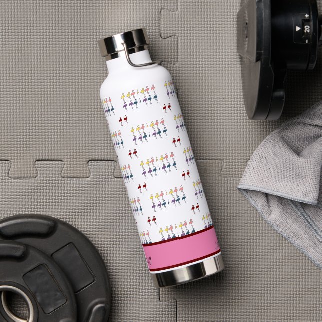 Personalised Flamingo Pattern Colourful Water Bottle (Gym)