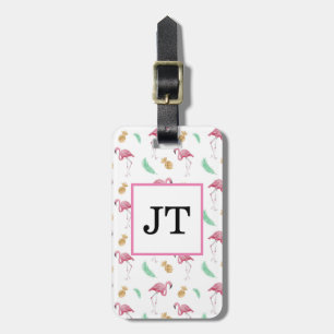 Personalised Flamingo & Pineapple Luggage Tag