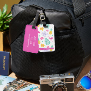 Personalised Flamingo & Pineapple Summer Luggage Tag