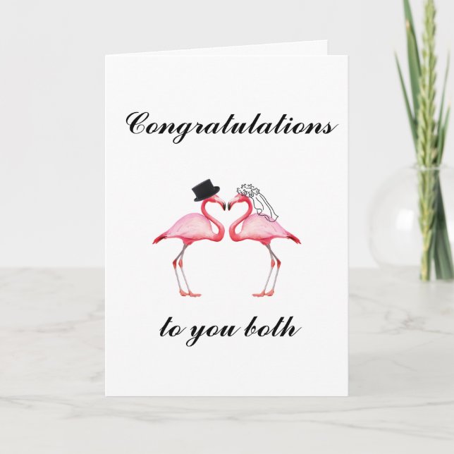 Personalised Flamingo Wedding Card (Front)