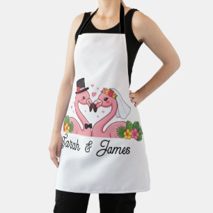 Personalised Flamingo Wedding Couple Tropical Gift Apron