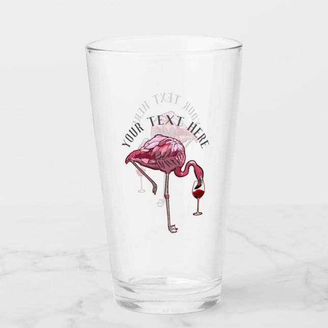 Personalised Flamingo Wine Drinker Novelty Glass (Front)