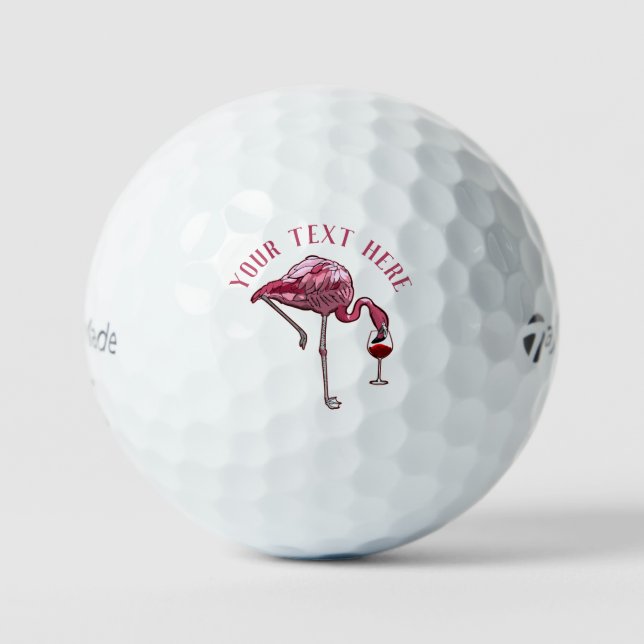 Personalised Flamingo Wine Drinker Novelty Golf Balls (Front)