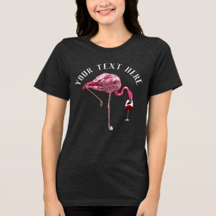 Personalised Flamingo Wine Drinker Novelty Tri-Blend Shirt