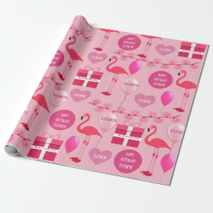 Personalised Flamingos Birthday Wrapping Paper