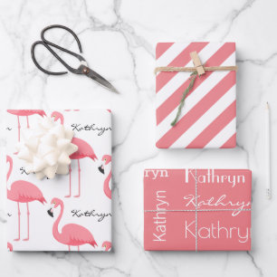Personalised Flamingos Wrapping Paper Sheet