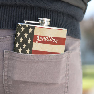 Personalised Flask American Vintage Flag