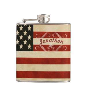 Personalised Flask American Vintage Flag